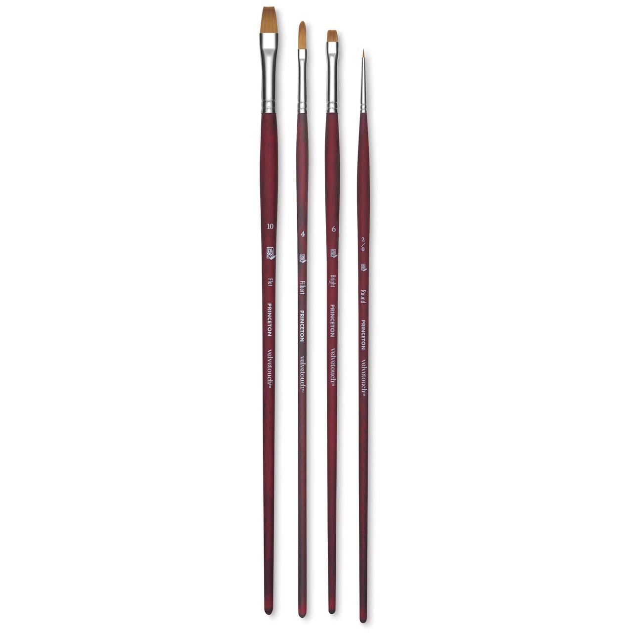 Princeton Velvetouch Series 3900 Brushes - Set of 4, Long Handle